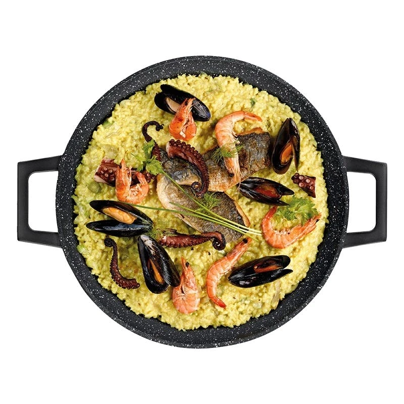 Null Aluguss Paellapfanne Pfanne Paella Ø32 Induktion Silikongriffe Bratpfanne Backofen Grillpfanne – Bild 6