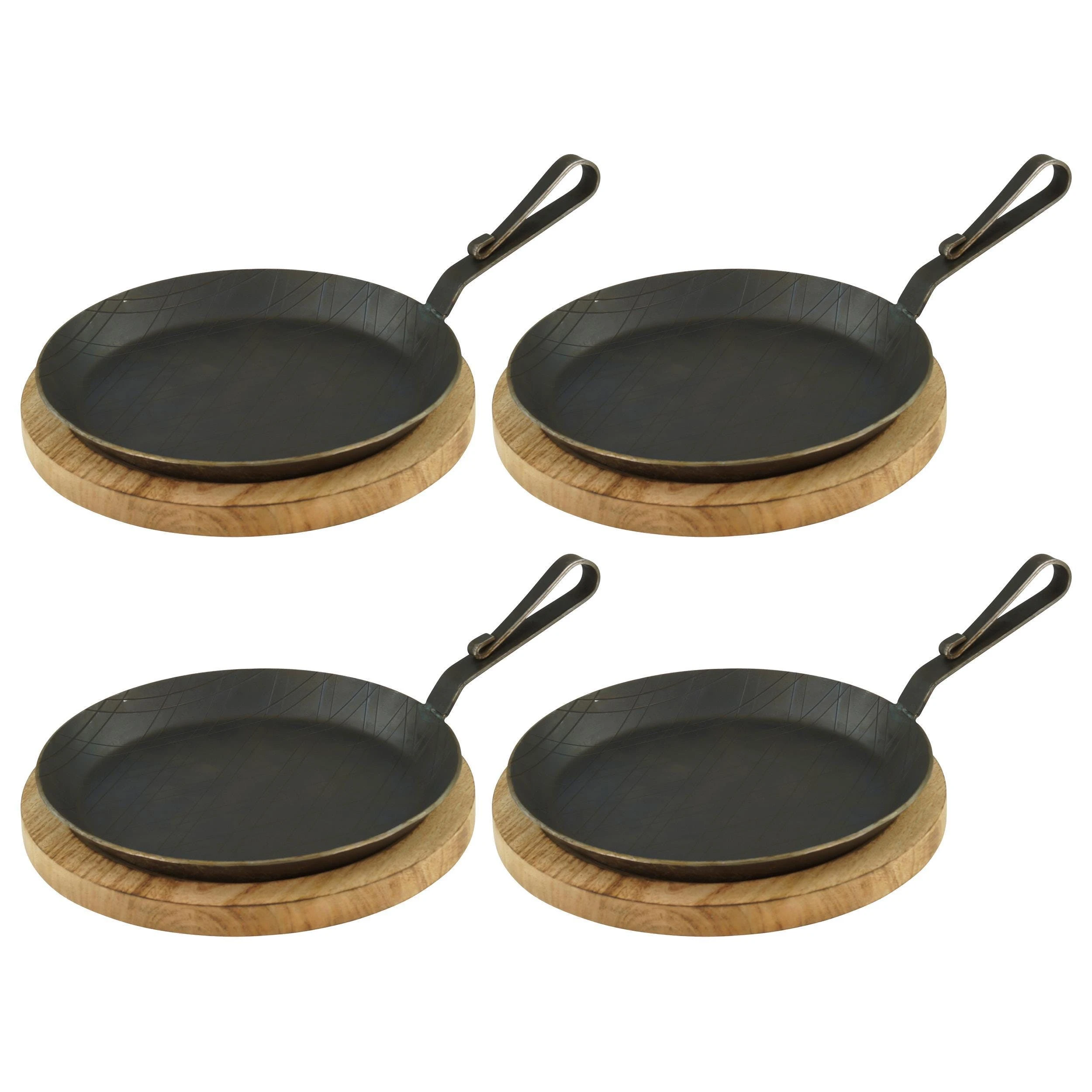 Gvk-eco Servierpfanne Aus Schmiedeeisen Gebogener Hakenstiel Ø 28 Cm 1 Stück Inklusive Brett – Bild 4