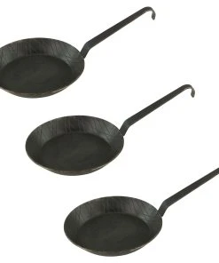 Gvk-eco Schmiedeeiserne Brat- Und Servierpfanne 3 Stück Ø 16 Cm Mit Hakenstiel