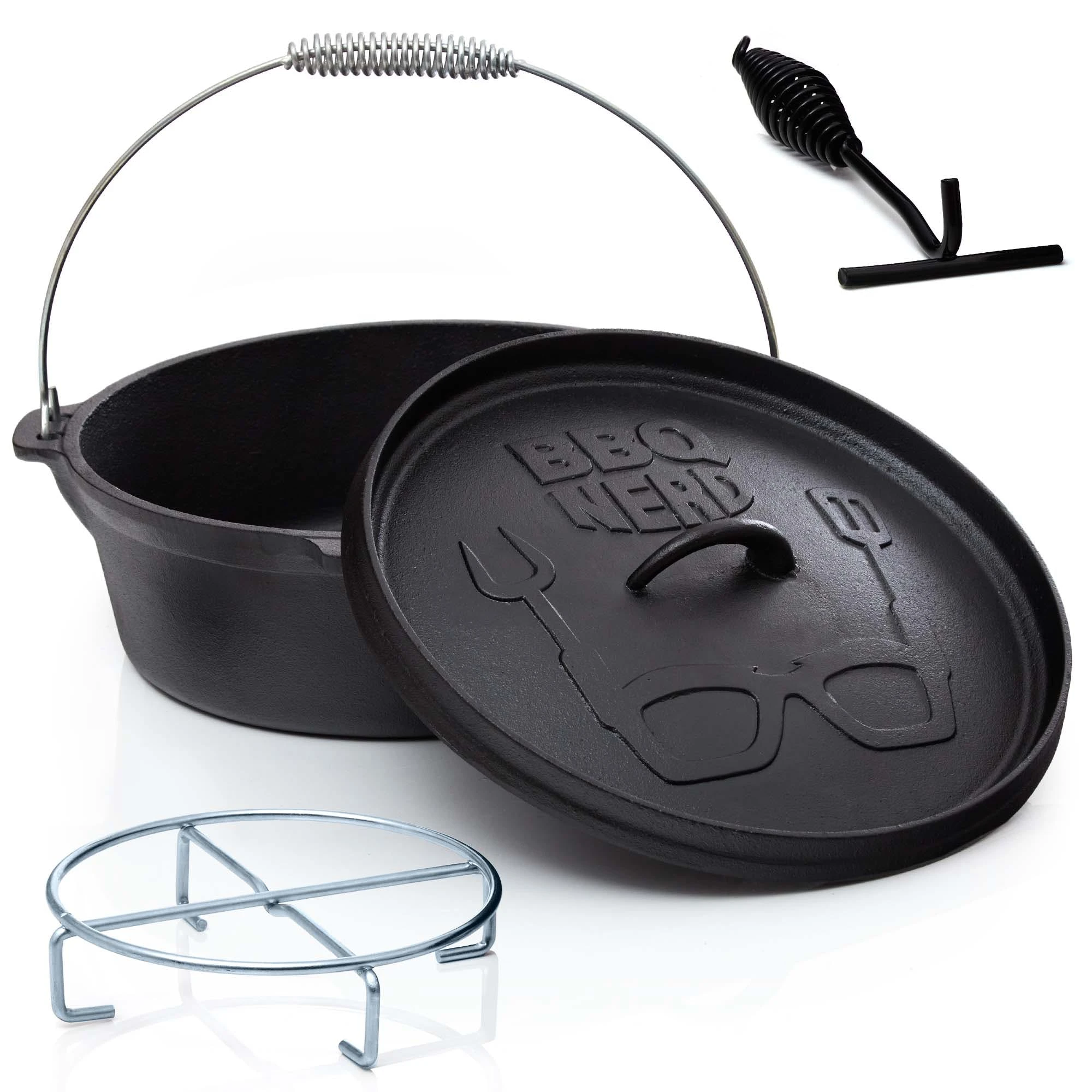 Null BBQ-Nerd© Dutch Oven "Starter" 5,5L Mit Ständer| Bereits Eingebrannt | Gusseisen Feuertopf, Bräter Mit Deckel Inkl. Deckelheber 3 Null BBQ-Nerd© Dutch Oven "Starter" 5,5L Mit Ständer| Bereits Eingebrannt | Gusseisen Feuertopf, Bräter Mit Deckel Inkl. Deckelheber
