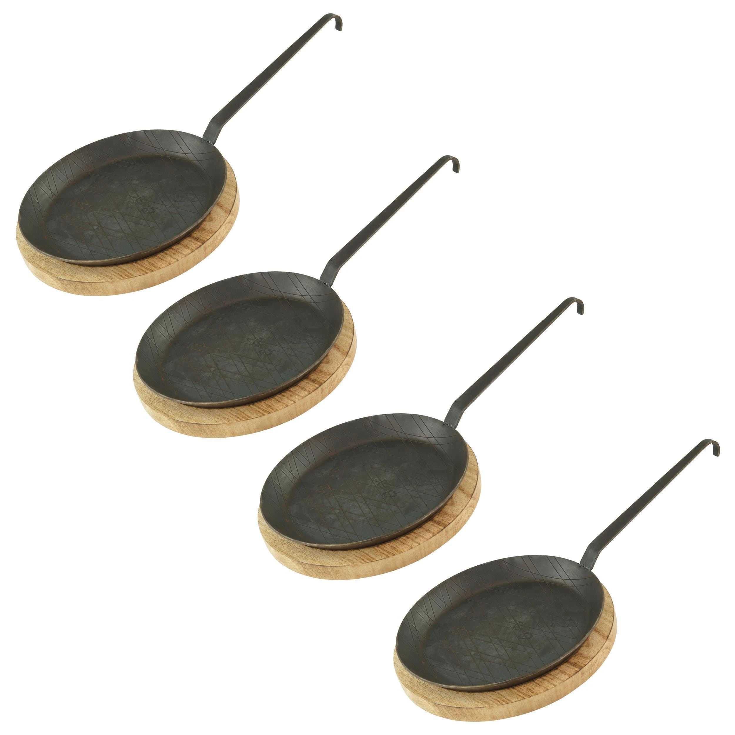 Gvk-eco Servierpfanne Aus Schmiedeeisen Gebogener Hakenstiel Ø 24 Cm 1 Stück Inklusive Brett – Bild 6