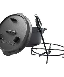 Klarstein Guernsey Premium Dutch Oven 4.5 BBQ-Topf Gusseisen Voreingebrannt Größe S / 4.5 Qt Schwarz