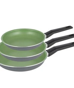 Null Michelino Pfannen-Set 3-tlg. Lara Modern 20-28Ø Induktions-Bratpfannen Abgerundeten Kanten, Grün