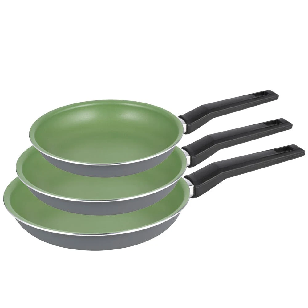 Null Michelino Pfannen-Set 3-tlg. Lara Modern 20-28Ø Induktions-Bratpfannen Abgerundeten Kanten, Grün