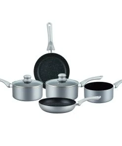Null 7-teiliges Antihaft-Kochgeschirrset Mit Steinbeschichtung Silber