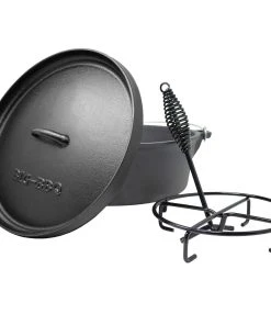 Klarstein Galloway Dutch Oven 9.0 BBQ-Topf Gusseisen Standfüße Größe L / 9 Qt Schwarz