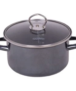 Null SSW Black Tiger Kochtopf Mit Deckel, Emailliert, Edelstahlgriffe, Ø 24 Cm, 6,1 L