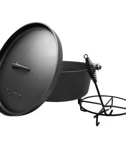 Klarstein Galloway Dutch Oven 12.0 BBQ-Topf Gusseisen Standfüße Größe XL / 12 Qt Schwarz