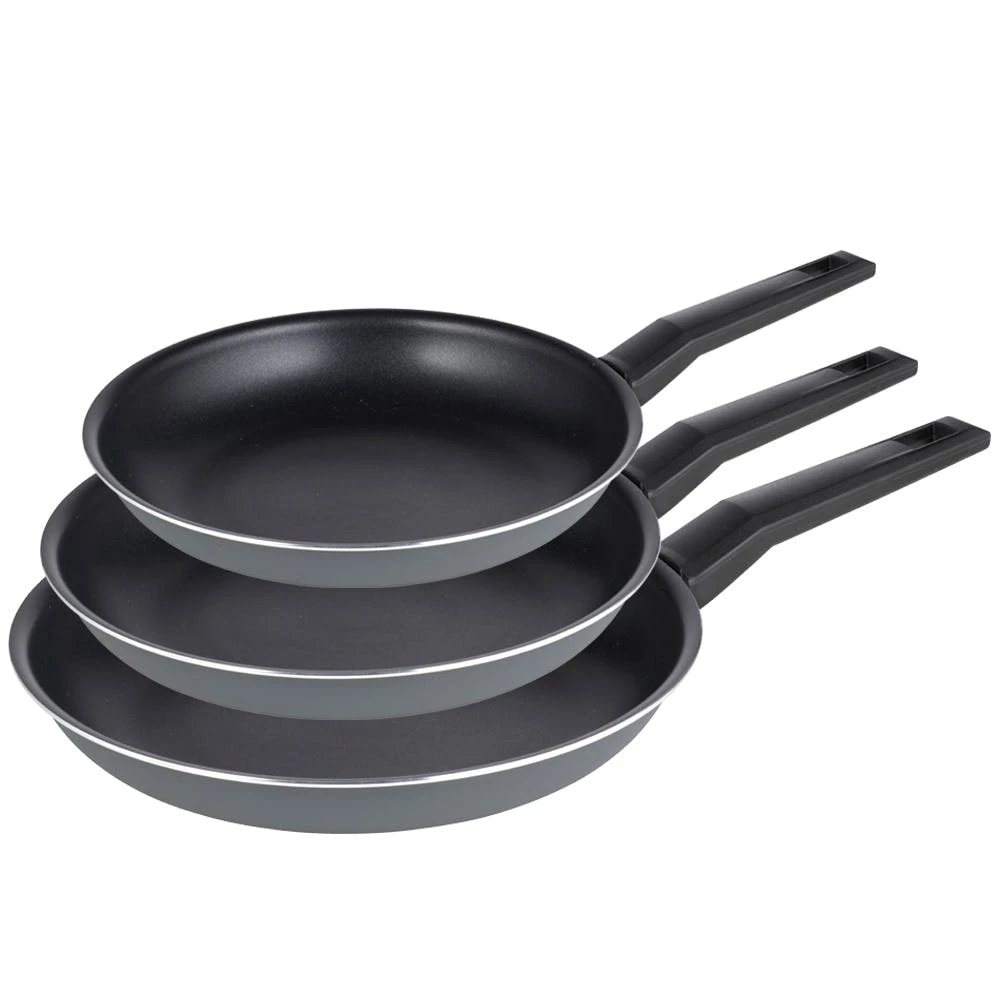 Null Michelino Pfannen-Set 3-tlg. Lara Modern 20-28Ø Induktions-Bratpfannen Abgerundeten Kanten, Grau