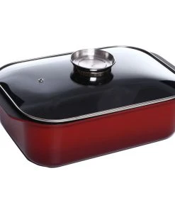 Null SSW Gusto Schlemmerbräter Mit Aroma-Glasdeckel, Aluminium, 7l, Rot