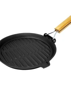 Klarstein Retinta Grill- Und Steakpfanne Rund Gusseisen Voreingebrannt Holzgriff Schwarz